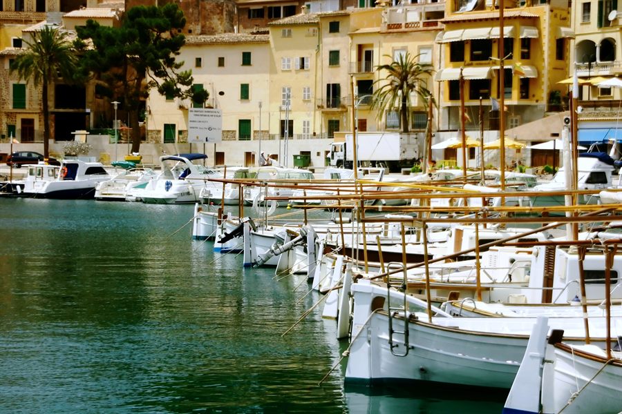 Boats in a Mediterranean harbor
